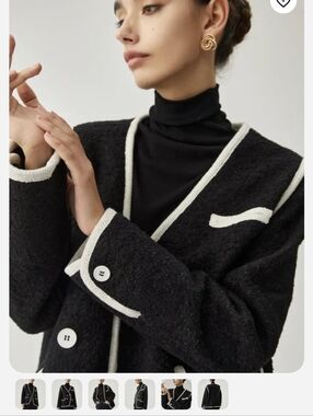 Black Contrast-Trim Women's Jacket